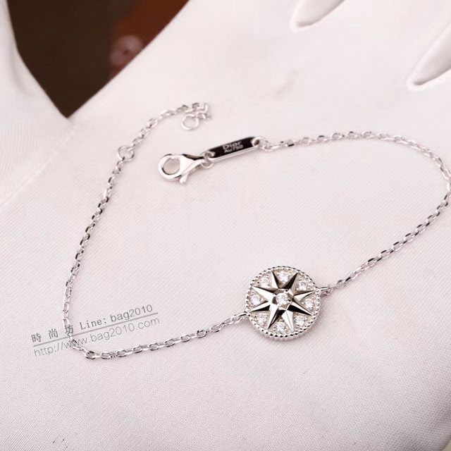Dior飾品 迪奧經典熱銷款925純銀羅盤玫瑰雙面滿鑽款手鏈  zgd1468